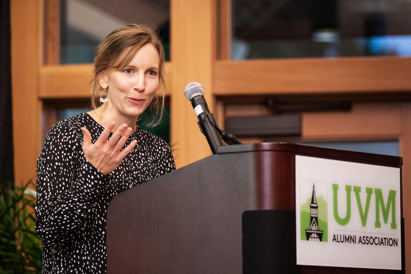 Sarah Robinson speaking at awards ceremony