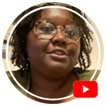 tanaisha coleman smiling at the camera in a circle with a youtube icon overlayed