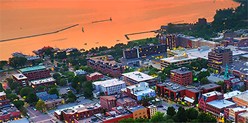 Burlington waterfront at sunset