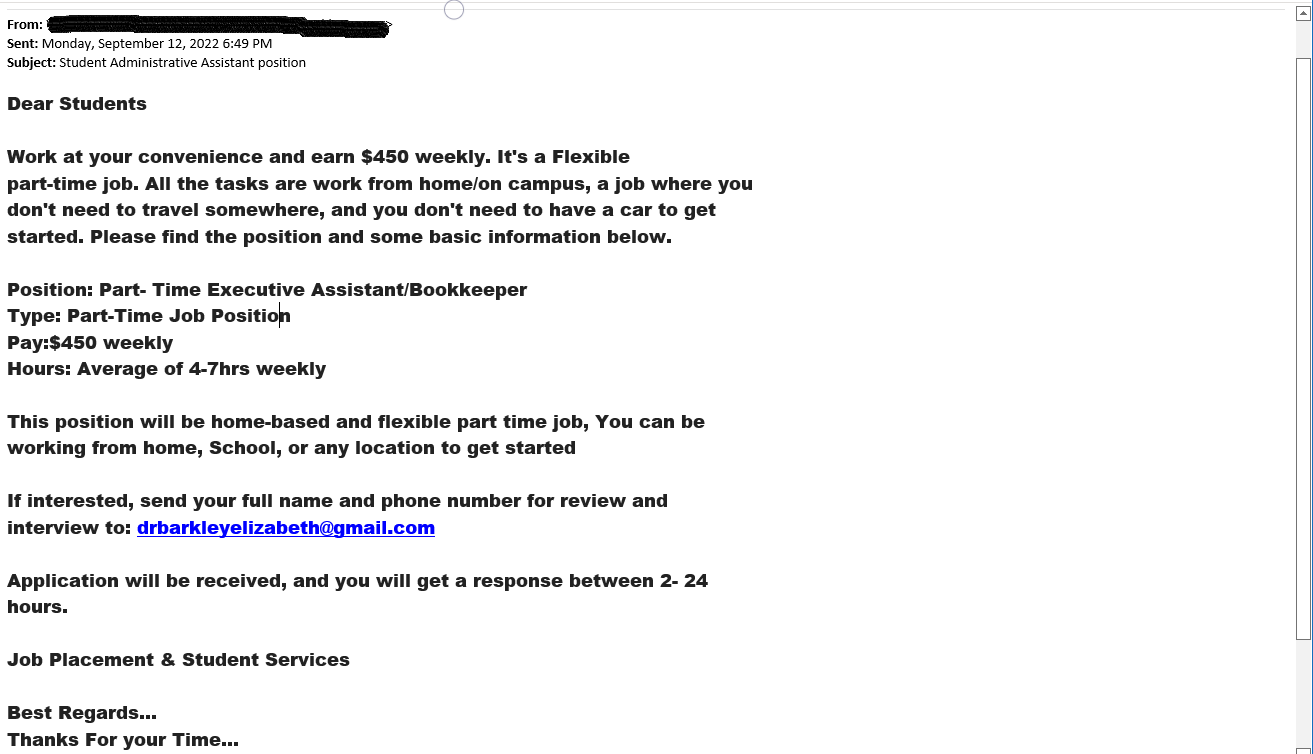 Dear Students, Work at your convenience and earn $450 weekly. It's a flexible part-time job.