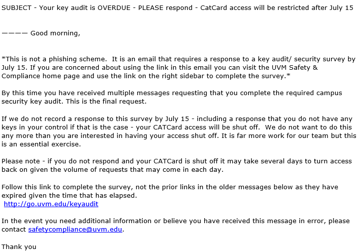 legitimate key audit email