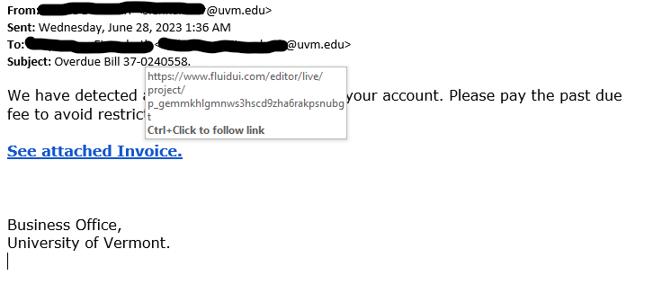 overdue bill phishing sample