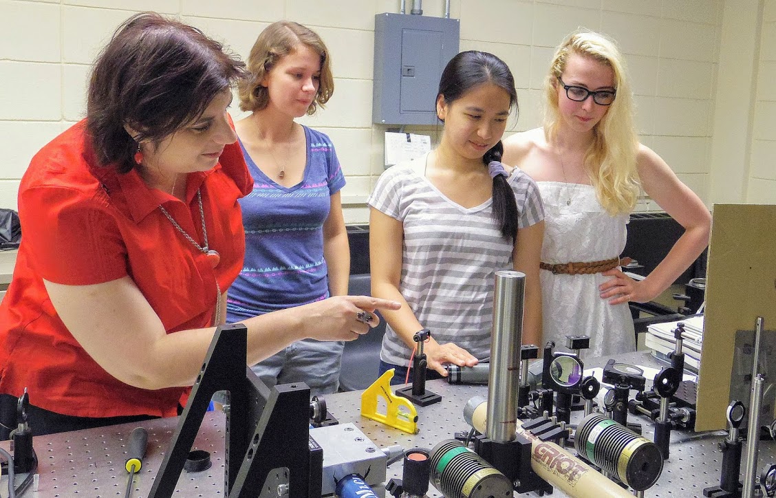 Professor Furis with graduate students during experiments