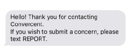 Example text message comfirming that you want to submit a report.