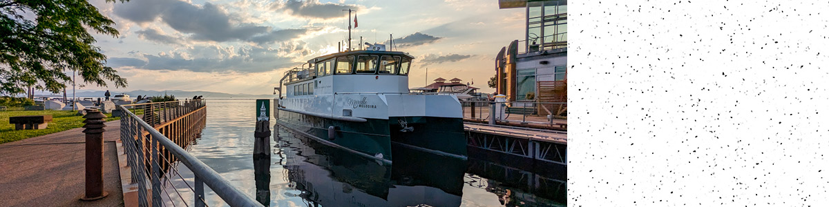 The new R/V Marcelle Melosira docked at the Rubenstein Ecosystem Science Laboratory