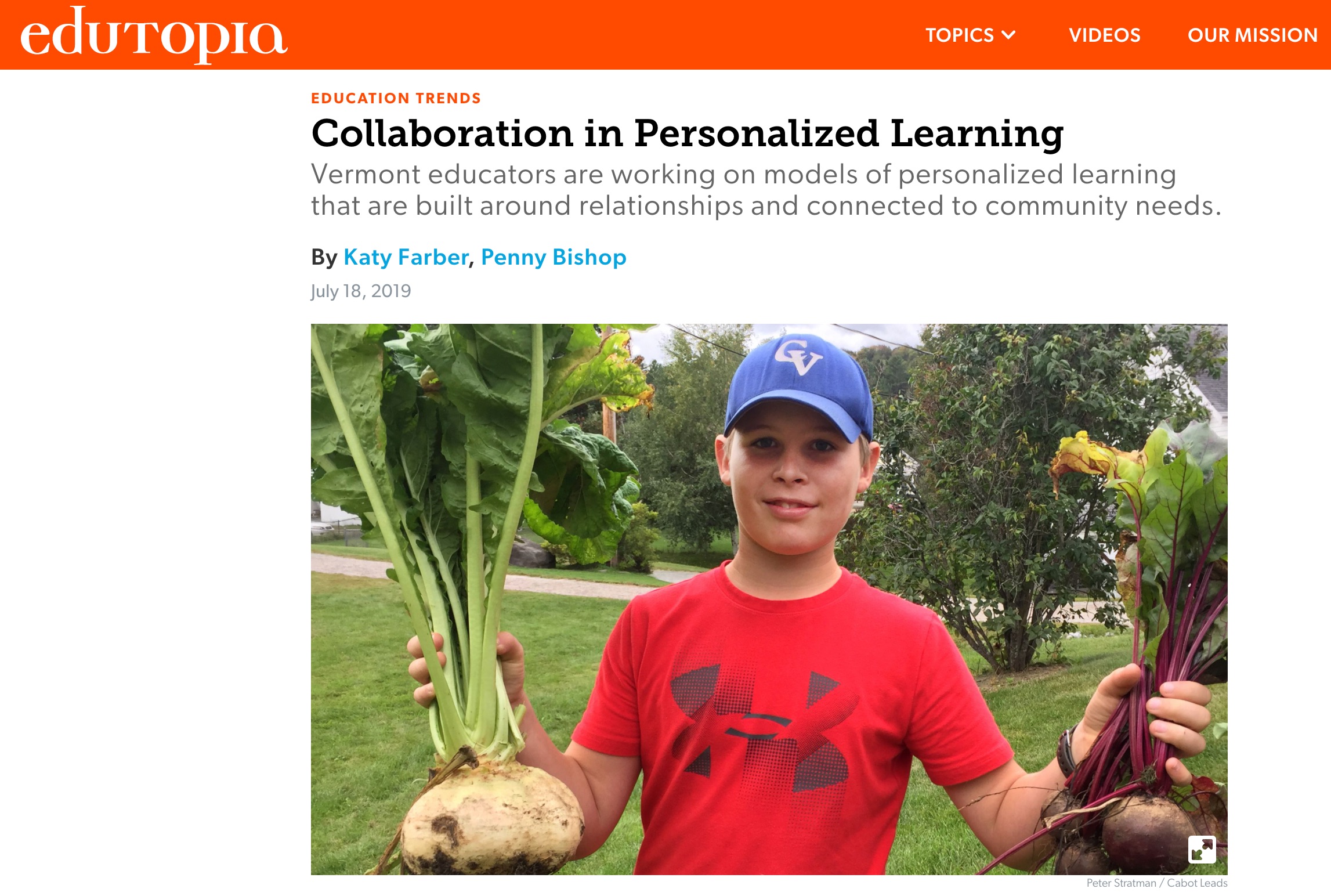 UVM Tarrant Institute in edutopia