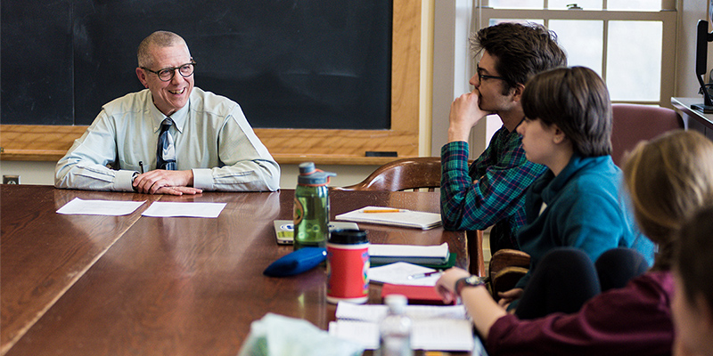 Bob Pepperman Taylor talking with students in his classroom