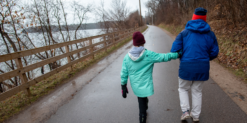 family walking