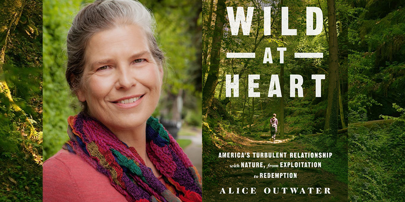 Alice Outwater and her book cover for "Wild at Heart"