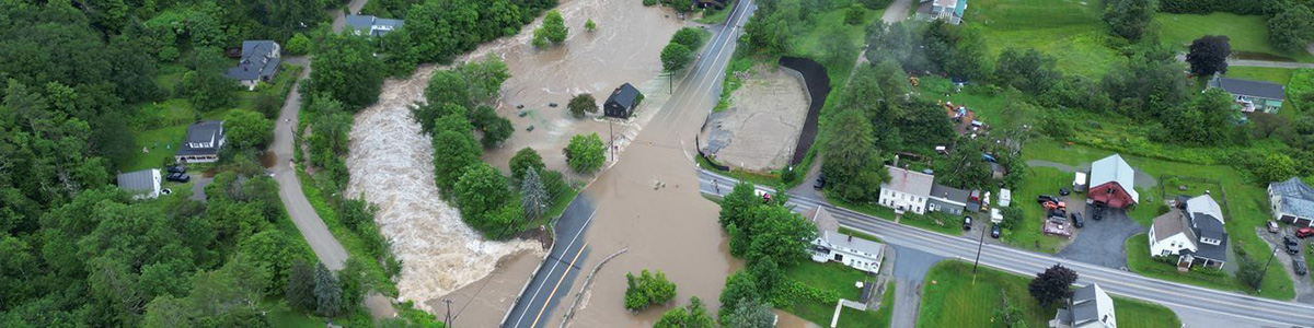 aerial view of a flooded area