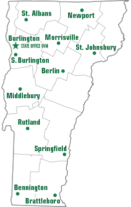 Map of Vermont with Extension Locations