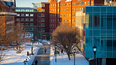 Winter Campus walkway and buildings