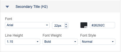 Settings for the secondary (H2) title