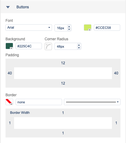 settings for buttons