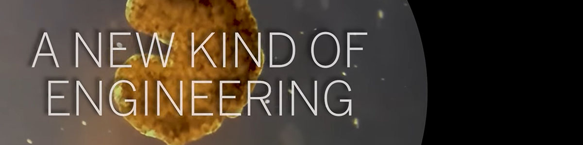 "A New Kind of Engineering" caption over image of Xenobot