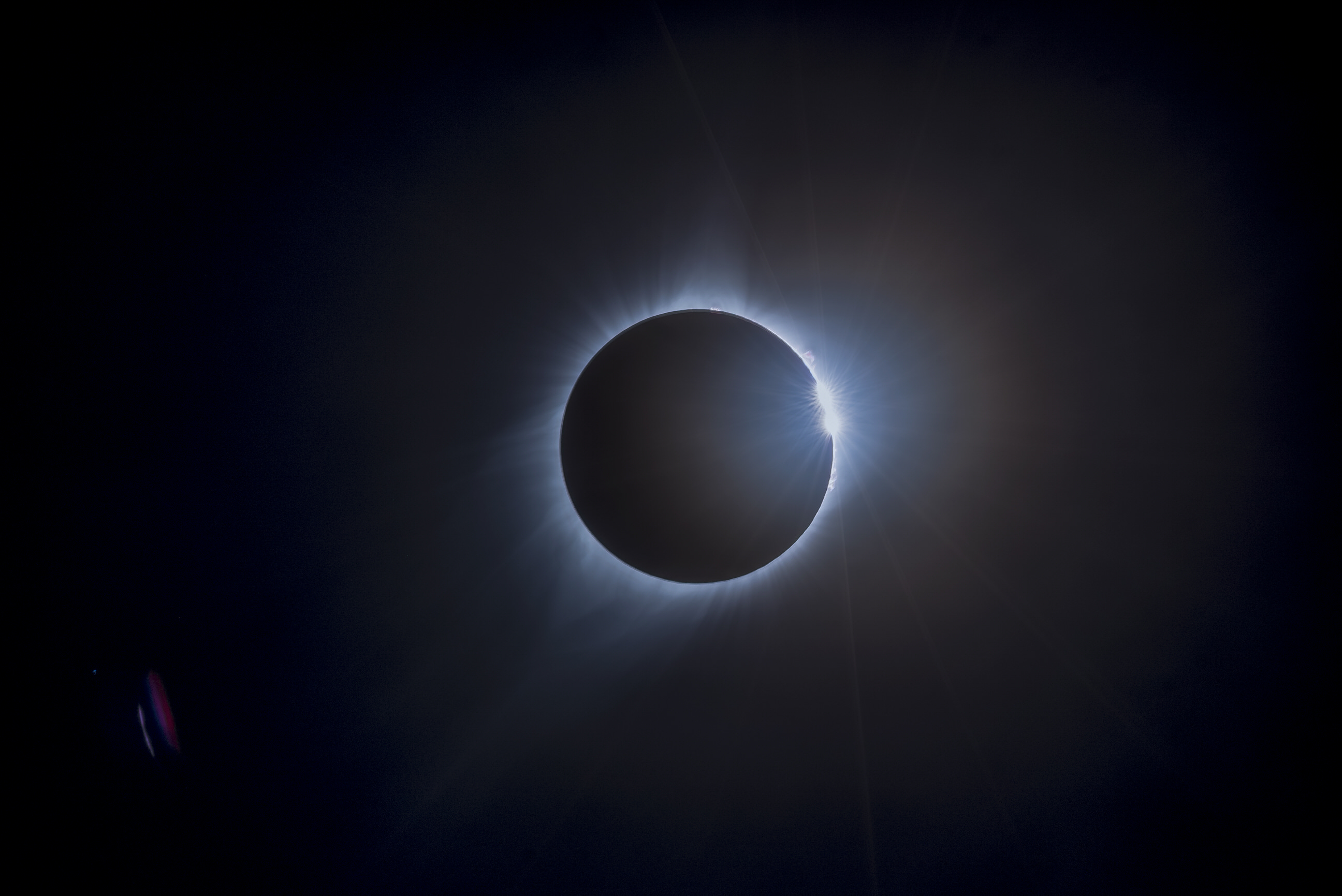 the moon blocks the sun in a total solar eclipse