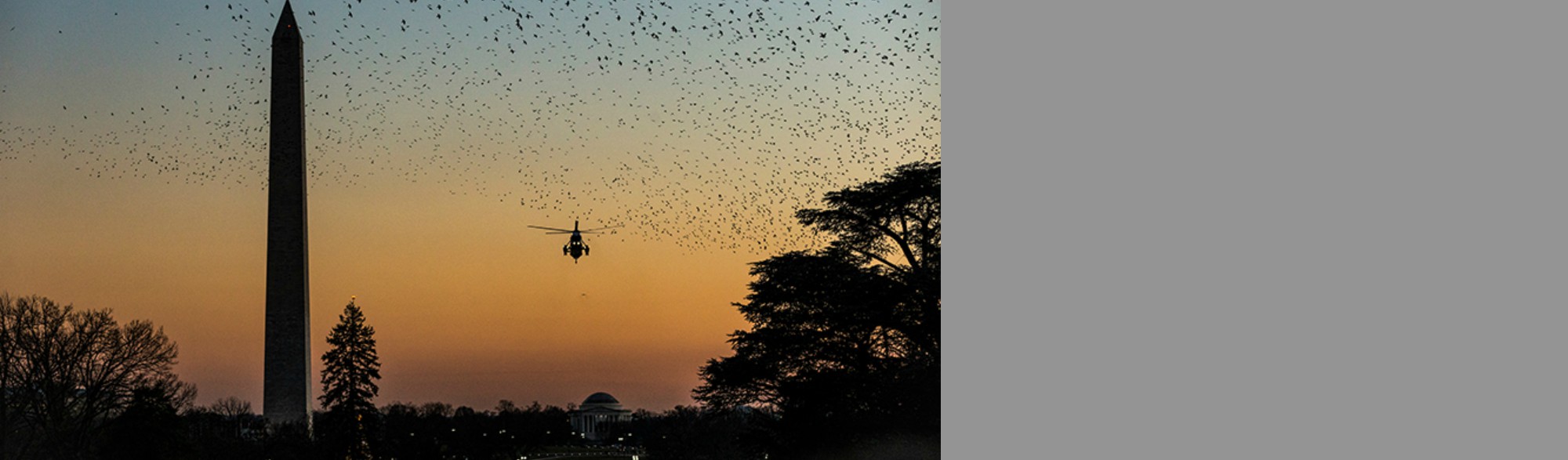 helicopter near Washington Monument