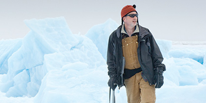 Ian Joughin in front of ice sheet