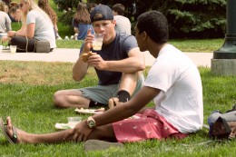 students on lawn at picnic