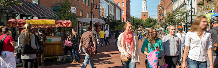 Burlington's Church Street is a pedestrian-only thoroughfare animated with restaurants, cafes and boutiques