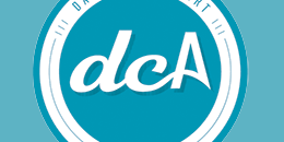 the Davis Center Art Logo, a circle with 'dca' inside