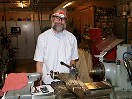 Jake Kittell in the machining shop