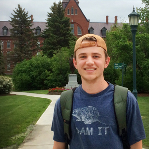 Pete poses on the campus green