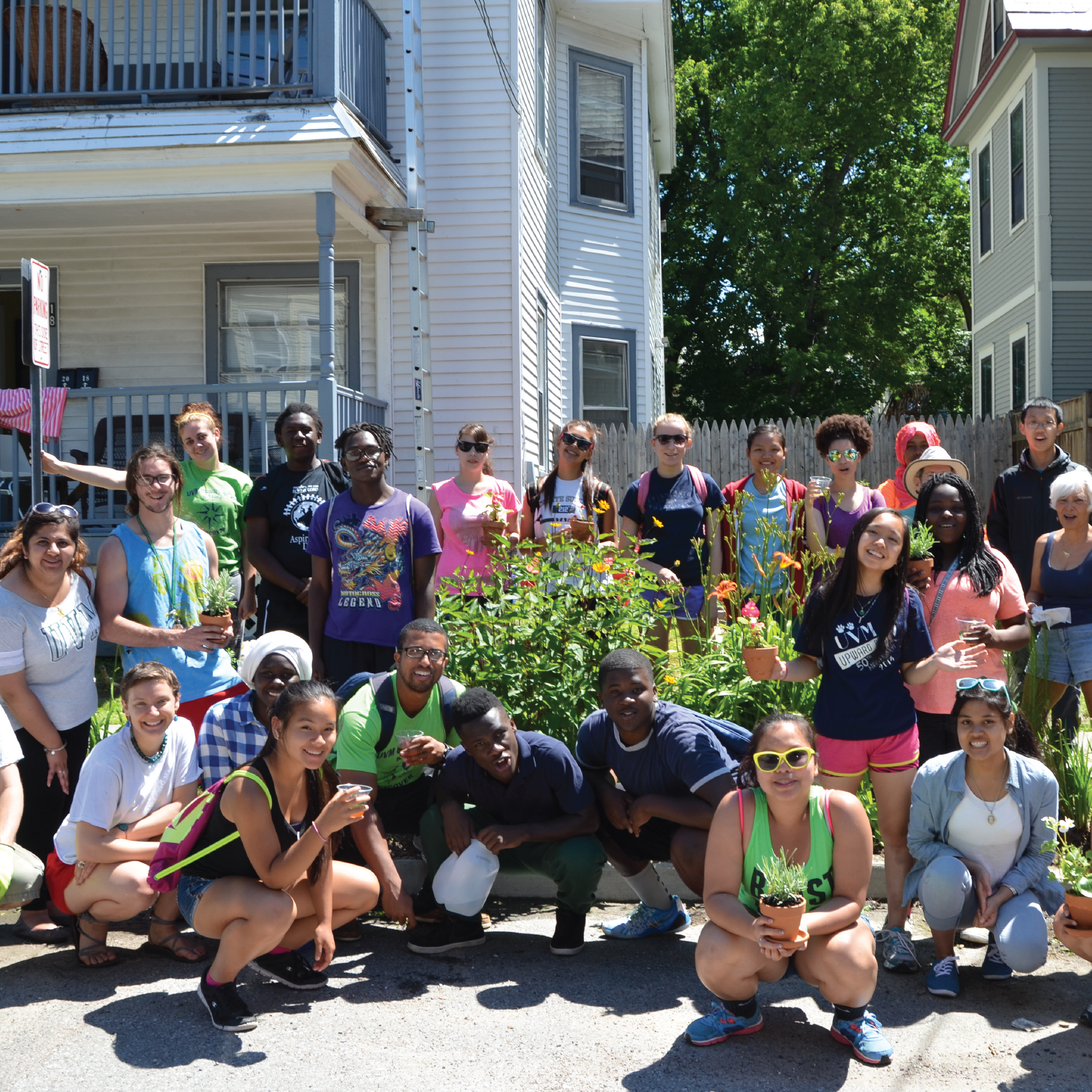 students from UVM's Upward Bound program connecting with neighbors in Burlington