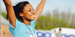 a student celebrates outside at the annual springfest concert
