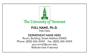UVM standard business card