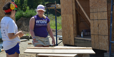 volunteers working on a project