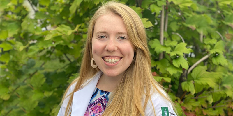 Julie Connor in Larner College of Medicine lab coat.