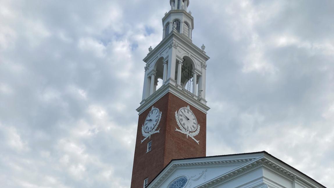 Ira Allen Chapel tower with clouds in background