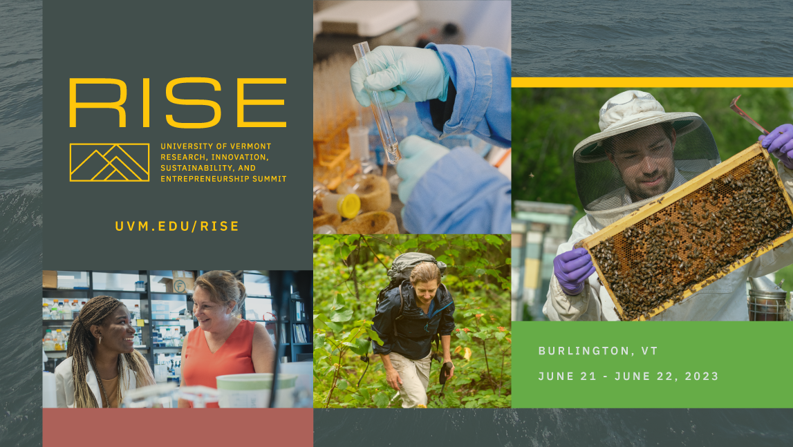 Rise Summit banner featuring a collage of laboratory and rural study