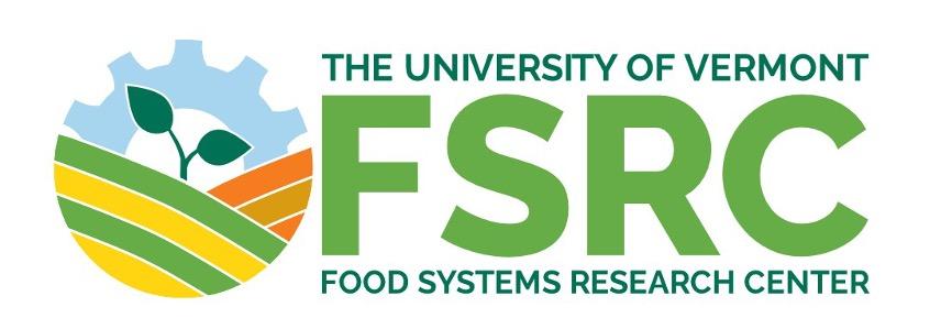 Banner displaying FSRC logo, which includes a gear, fields, and a plant. Reads: The University of Vermont Food Systems Research Center(FSRC)