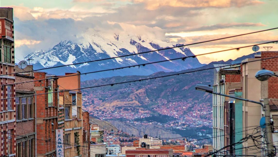 In La Paz, Bolivia looking out toward Illimani Mountain. This photo, taken by Benjamin Dangl, is on the cover of his new book. 