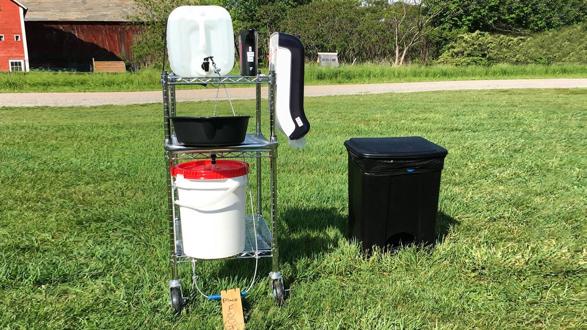 portable handwash station with water dispenser