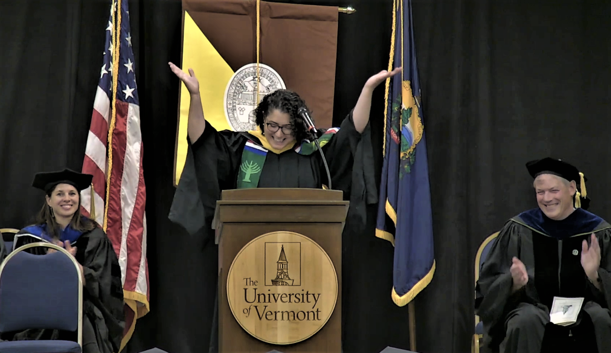Nathaly Agosto Filión speaking at RSENR Graduation Celebration on May 21, 2023