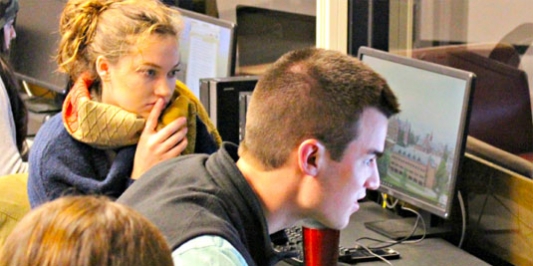 students working on projects 