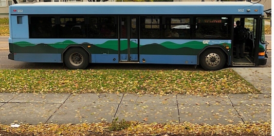 a green mountain bus stop