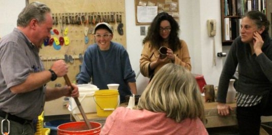 pottery studio staff and students