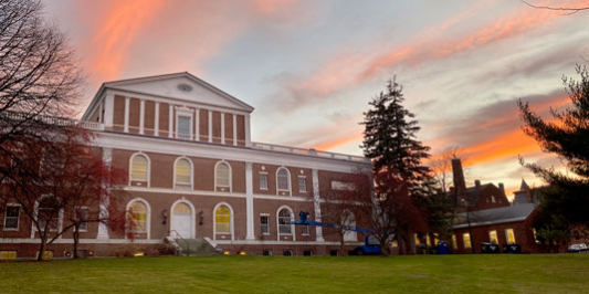 The Fleming Museum of Art at sunset
