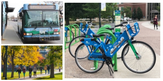 Bus, bikes and walkers