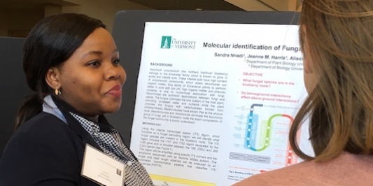 Graduate student Sandra Nnadi presents at the 2019 annual Student Research Conference