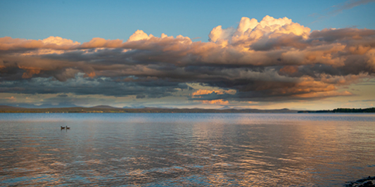 Lake Champlain sunset with clouds