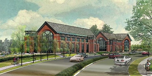 A concept sketch of the davis center prior to it's construction 