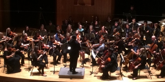 The UVM Symphony Orchestra performs.