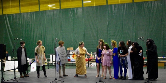 Students perform a skit