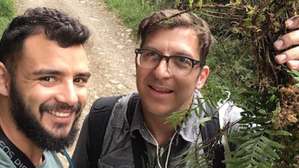 Weston Testo and Michael Sundue in the field