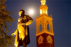 Lafayette statue in the moonlight